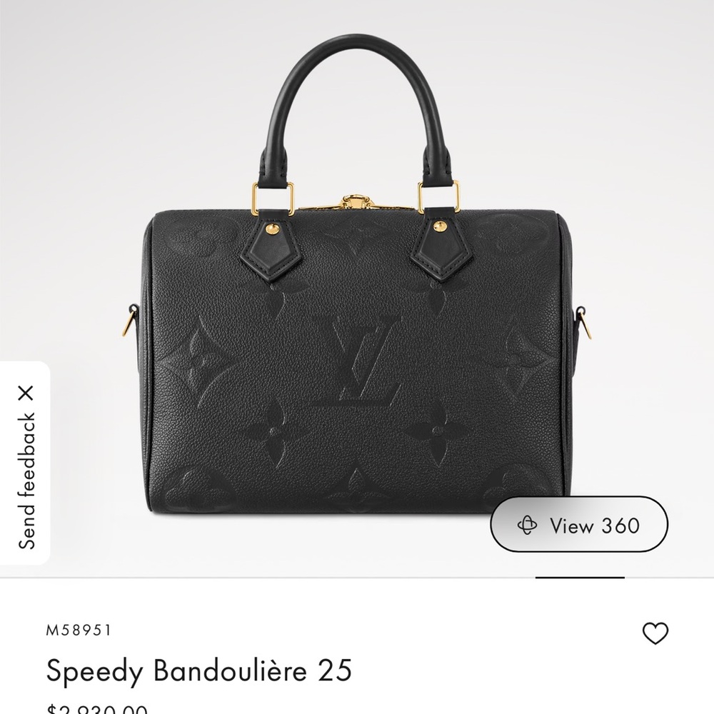 Louis Vuitton Black Embossed Monogram Speedy Bandoulière 25